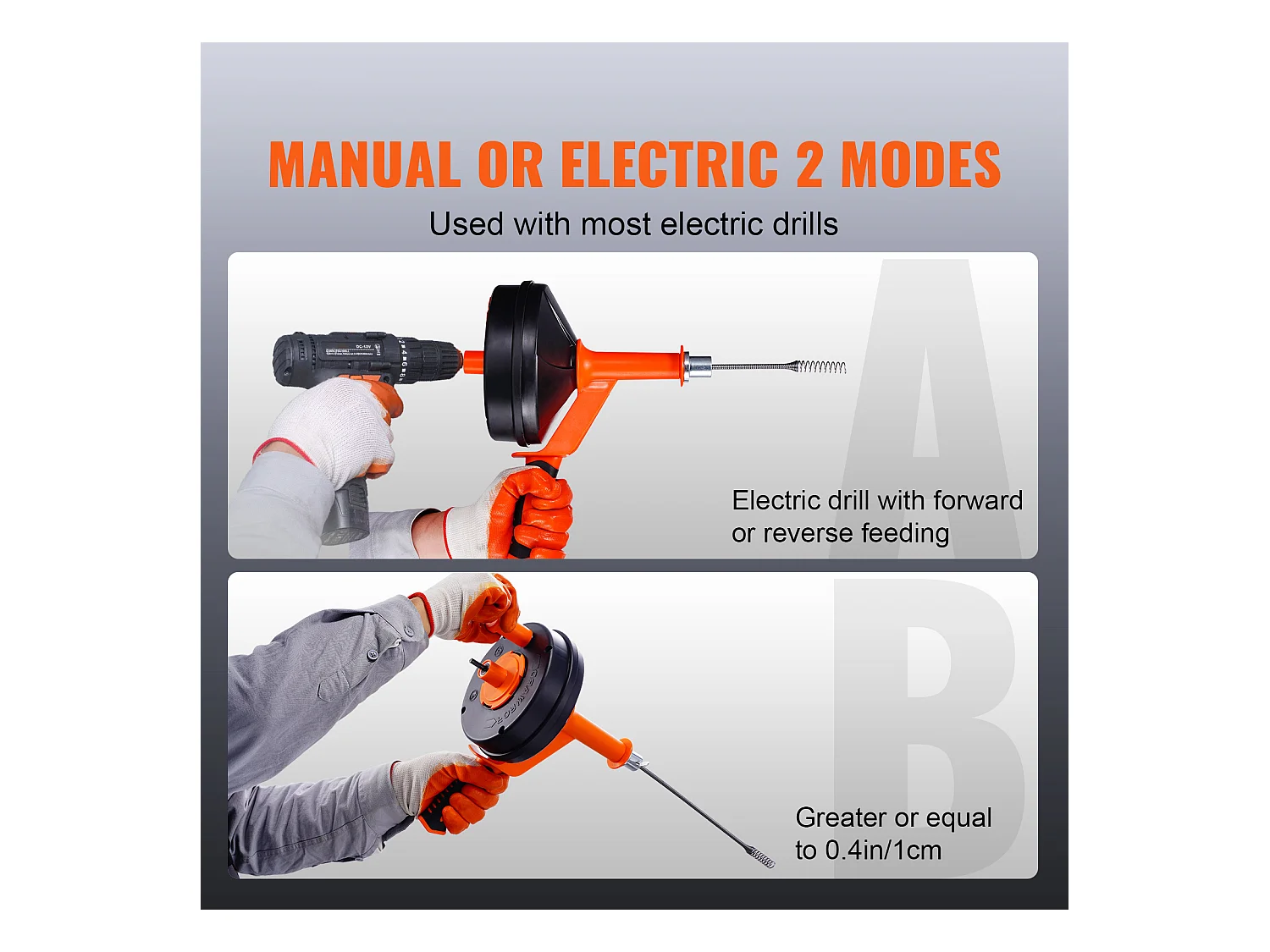 7.6M 0.6Cm Tarière de Drainage, Déboucheur de Plomberie à Alimentation Manuelle SucceBuy