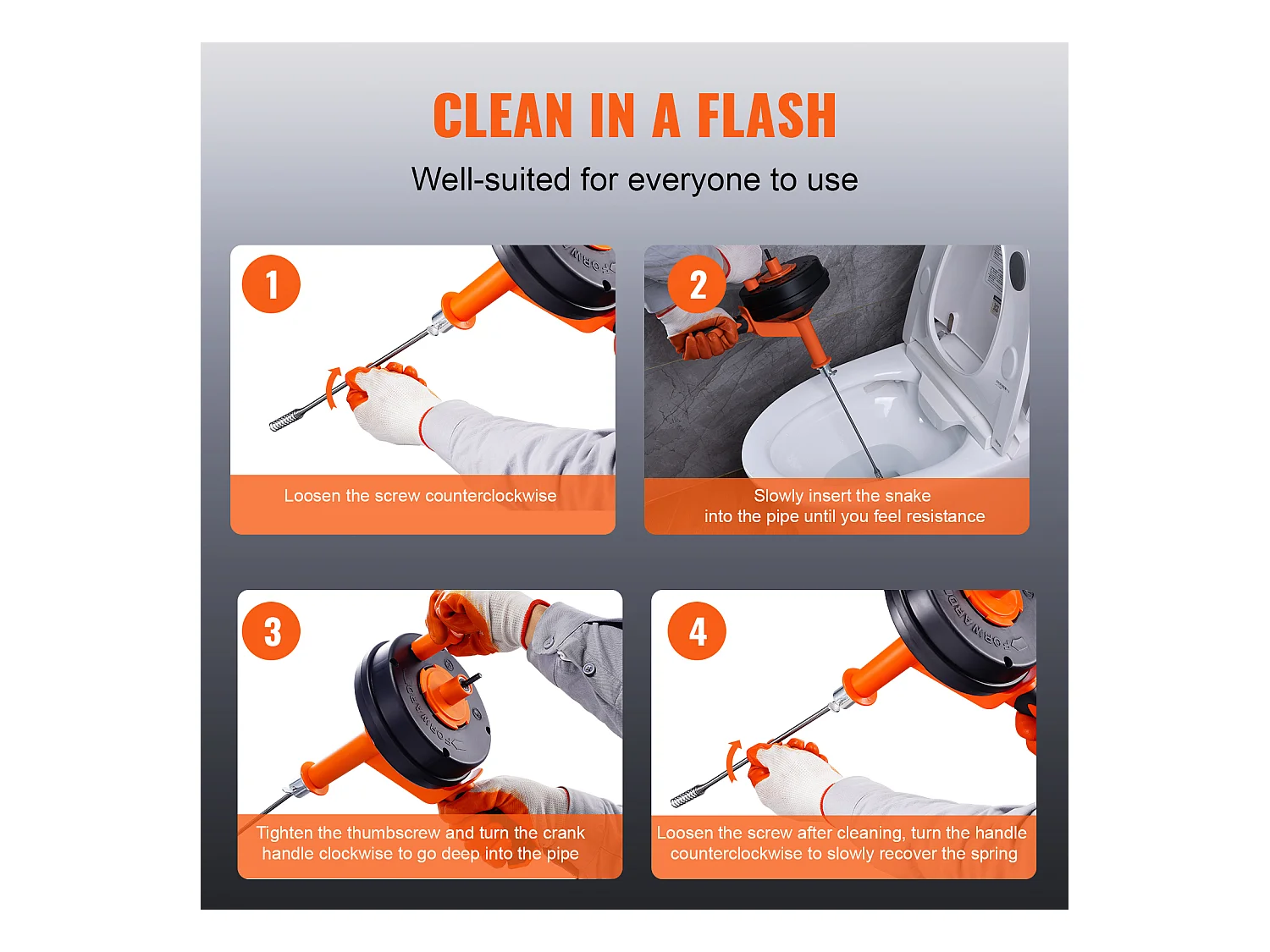 7.6M 0.6Cm Tarière de Drainage, Déboucheur de Plomberie à Alimentation Manuelle SucceBuy