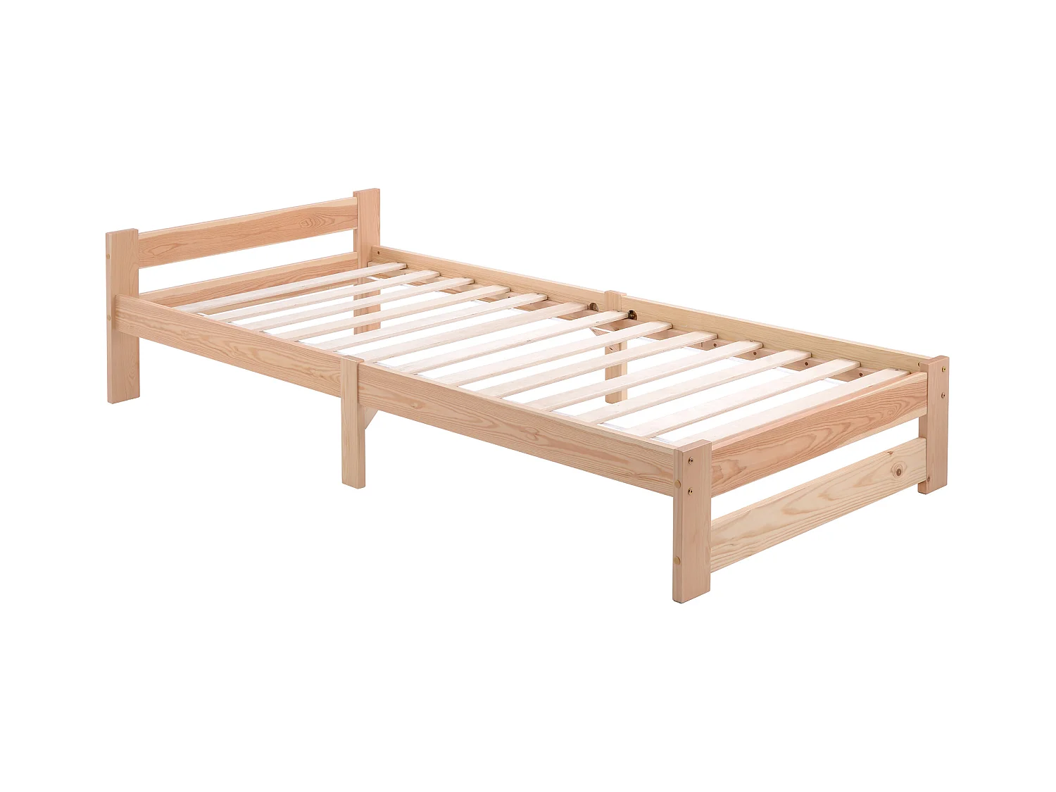 Lit enfant 90x200cm minimaliste en bois, woodgrain naturel clair, sans matelas