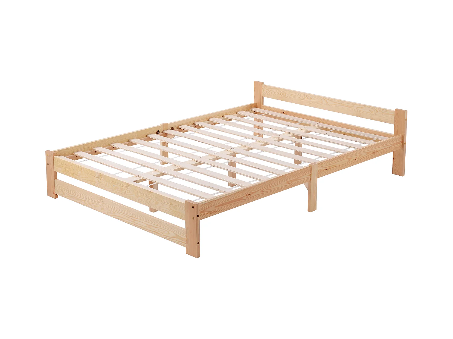 Lit adulte 140x200cm minimaliste en bois, woodgrain naturel clair, sans matelas