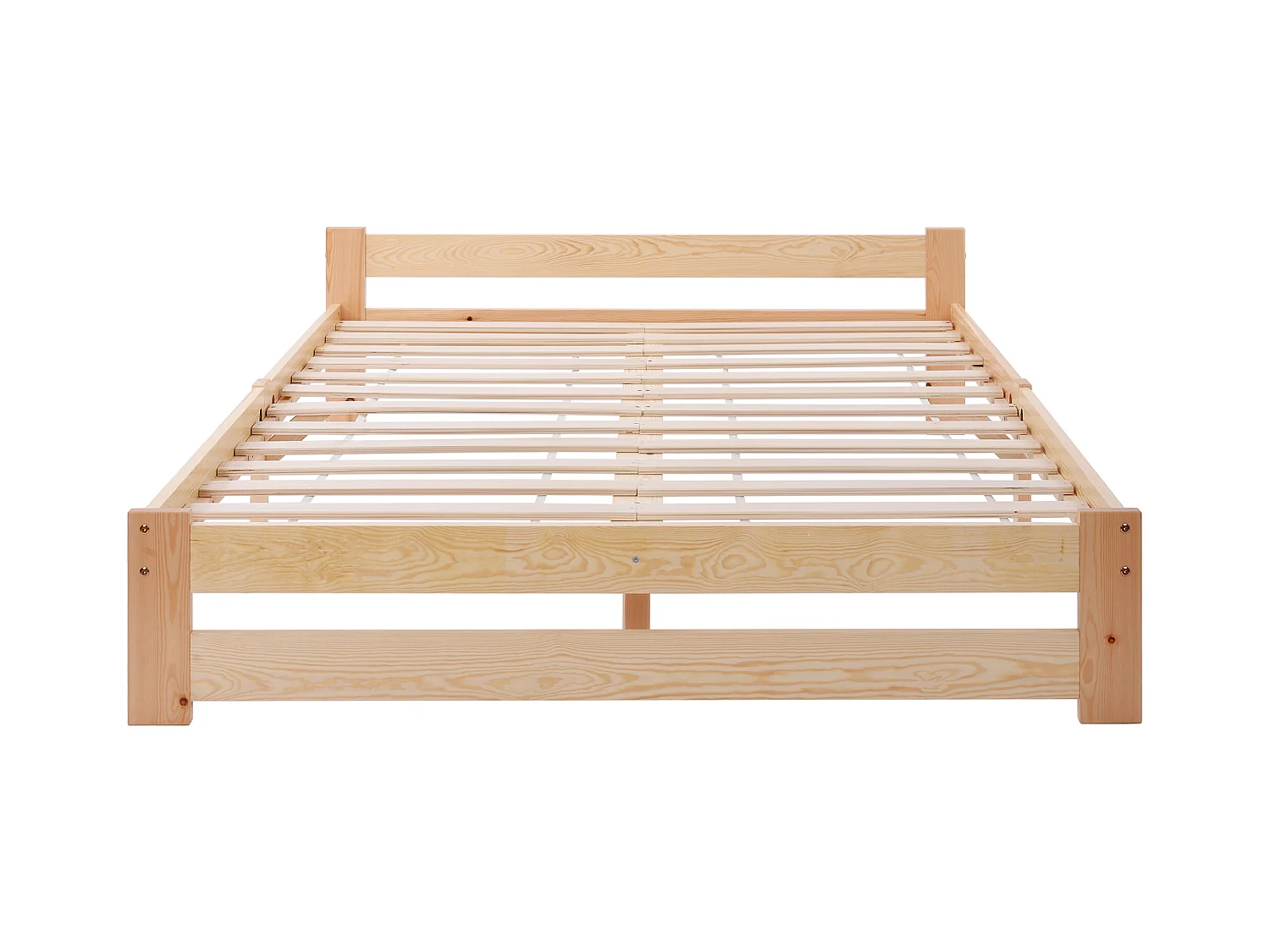 Lit adulte 140x200cm minimaliste en bois, woodgrain naturel clair, sans matelas
