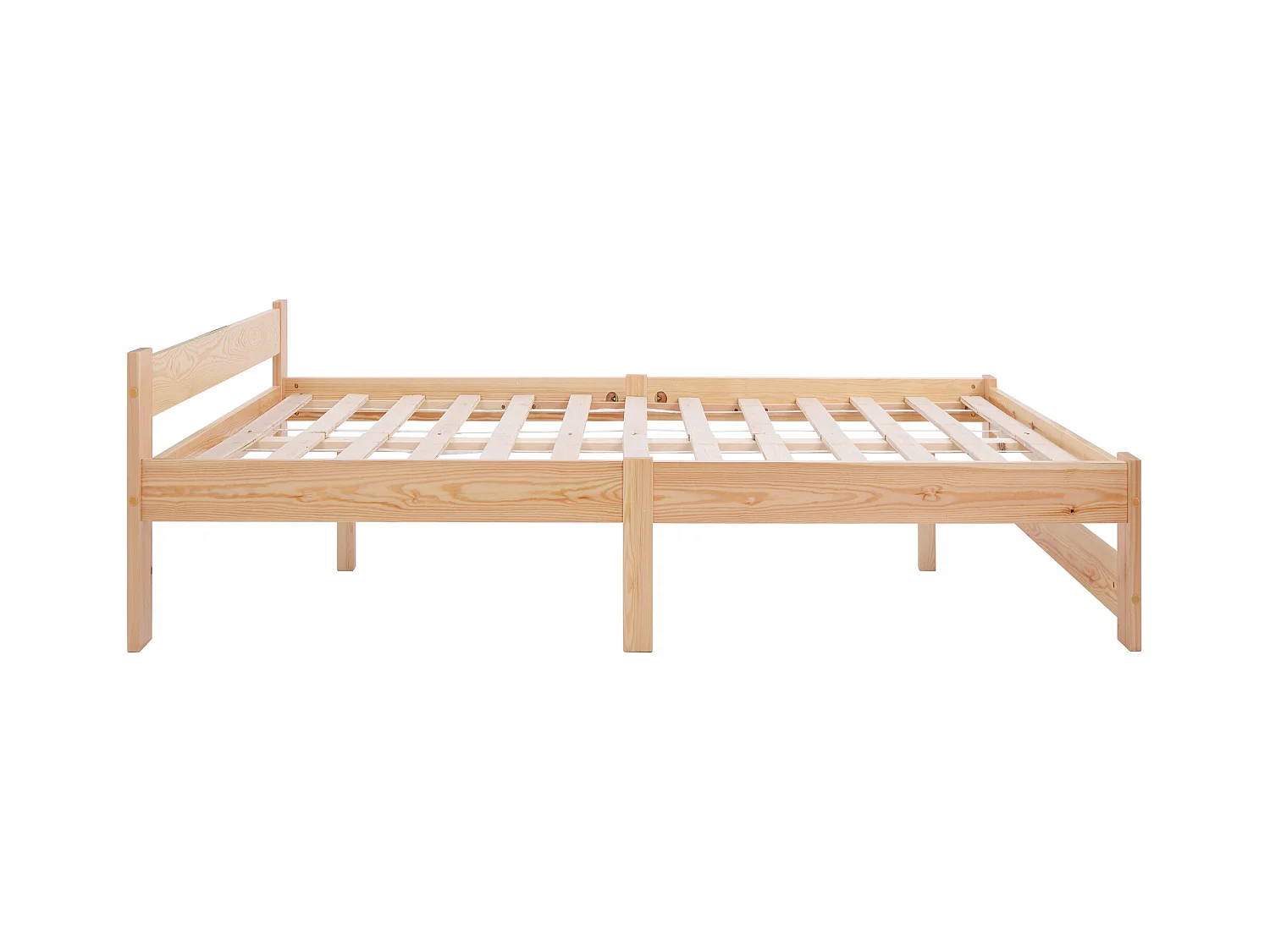 Lit adulte 140x200cm minimaliste en bois, woodgrain naturel clair, sans matelas
