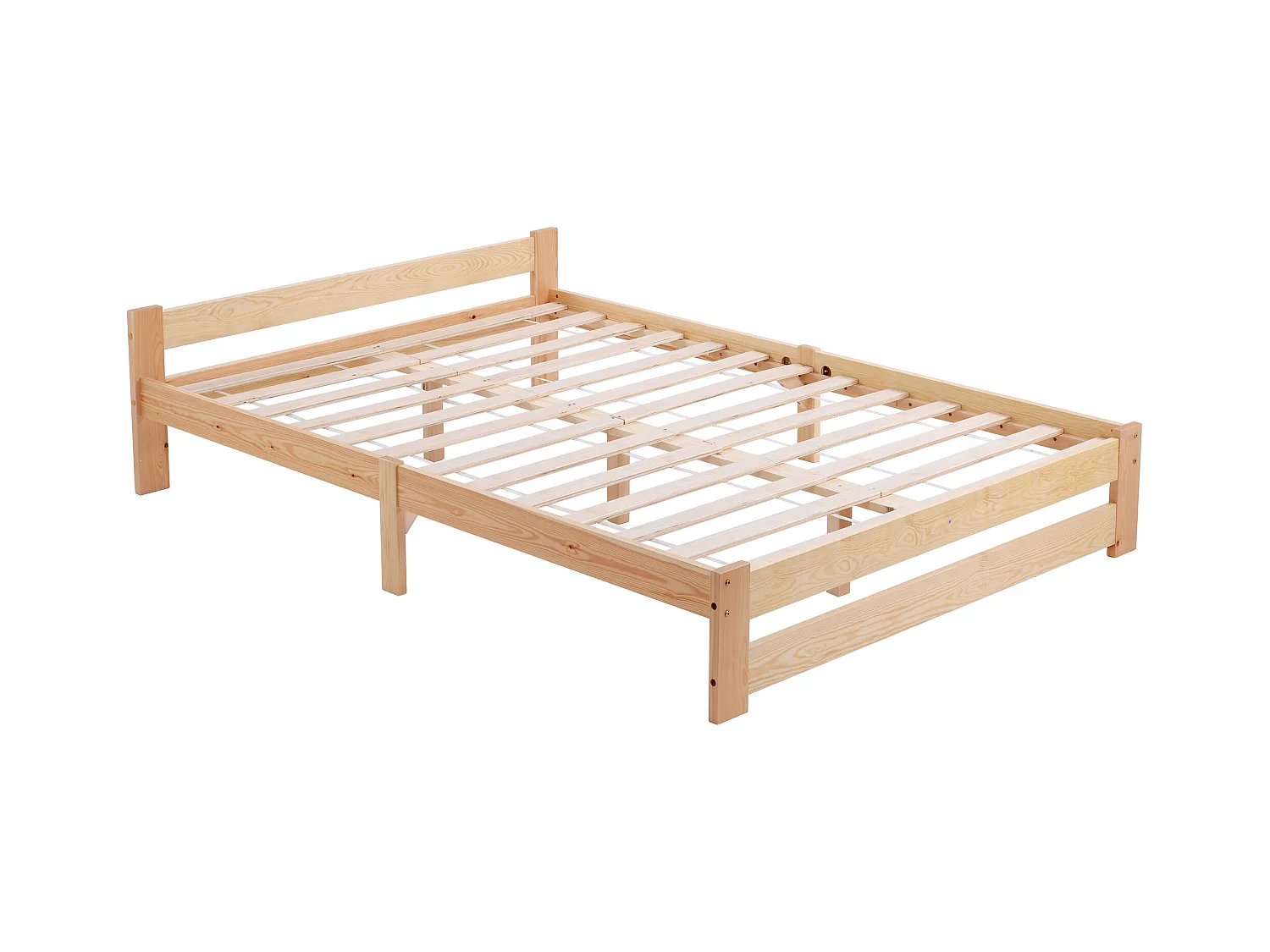 Lit adulte 140x200cm minimaliste en bois, woodgrain naturel clair, sans matelas