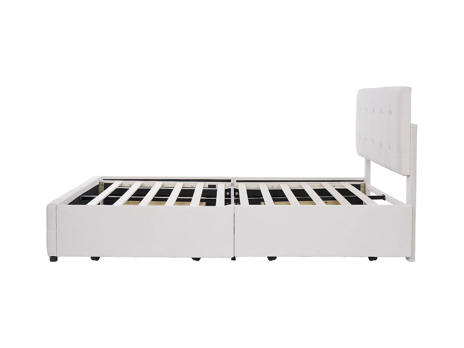 Cama de adulto 140x200 cm com 4 gavetas, cabeceira regulável em altura, tecido de veludo bege, sem colchão