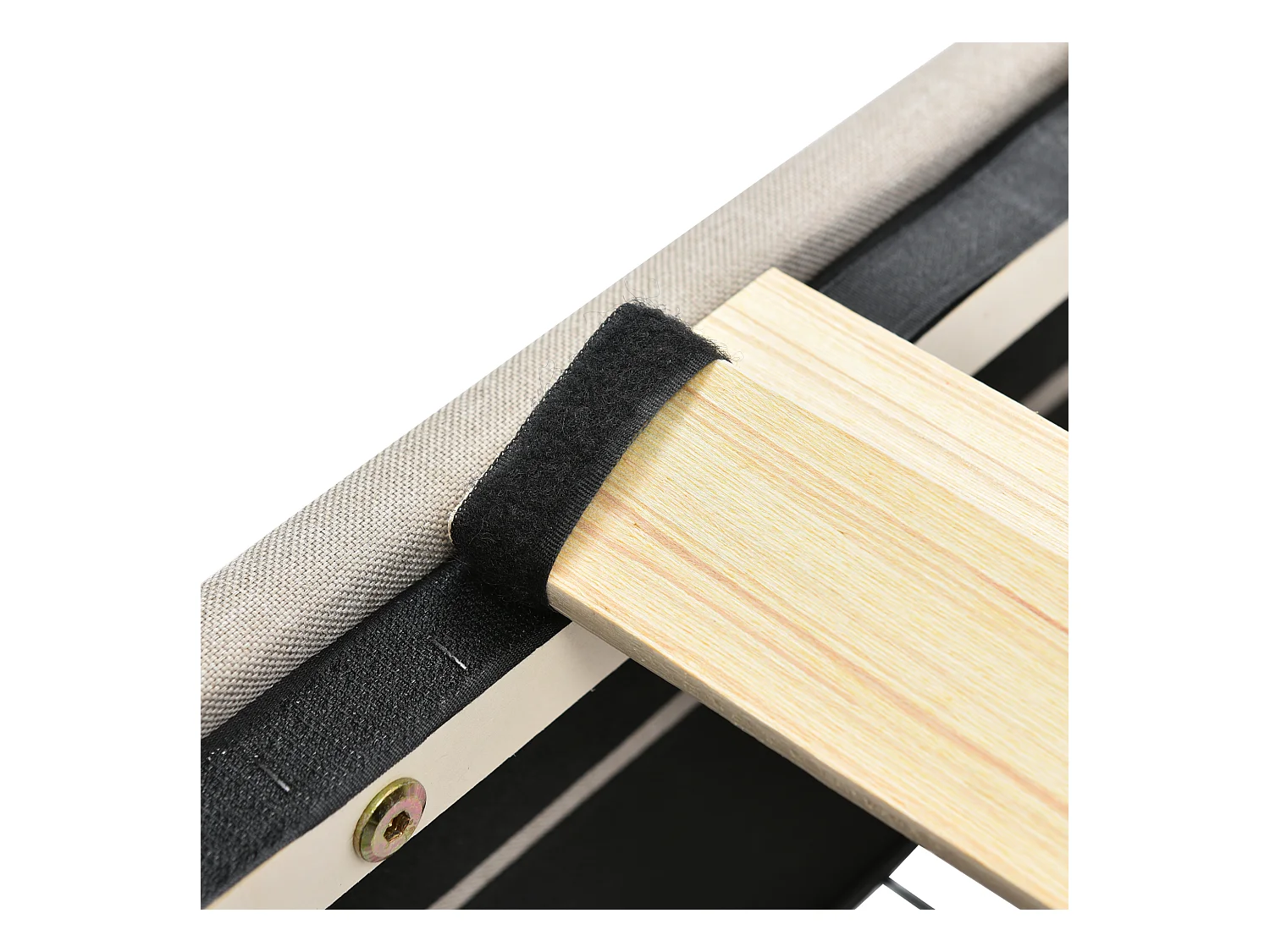 Lit enfant 90x200cm avec 2 tiroirs et tête de lit réglable en hauteur,tissu en lin beige, sans matelas