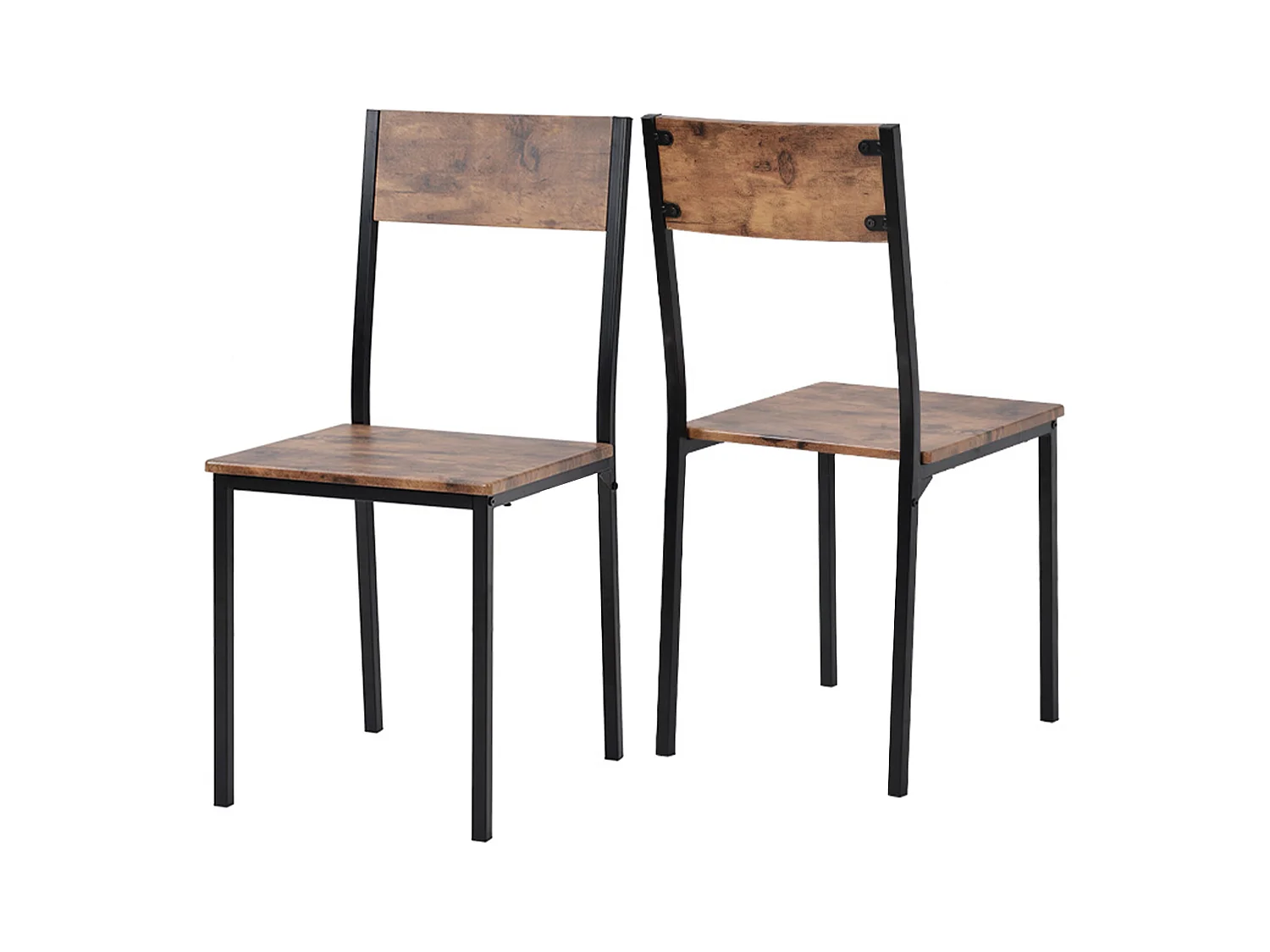 Ensemble table Carré et 2 chaises de salle à manger, cadre en métal, marron