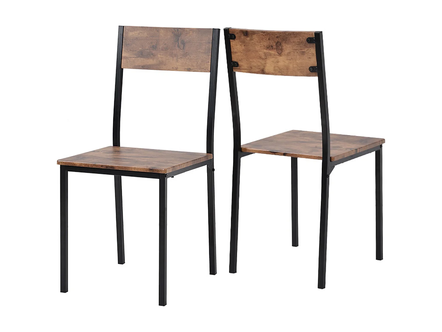 Ensemble table Carré et 2 chaises de salle à manger, cadre en métal, marron