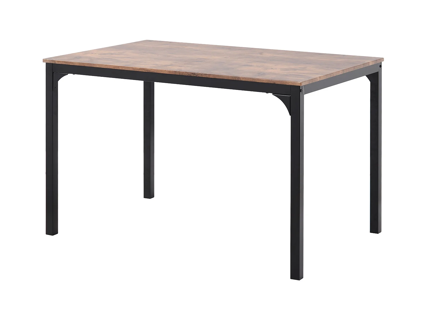 Ensemble table Rectangle et 4 chaises de salle à manger, cadre en métal, marron