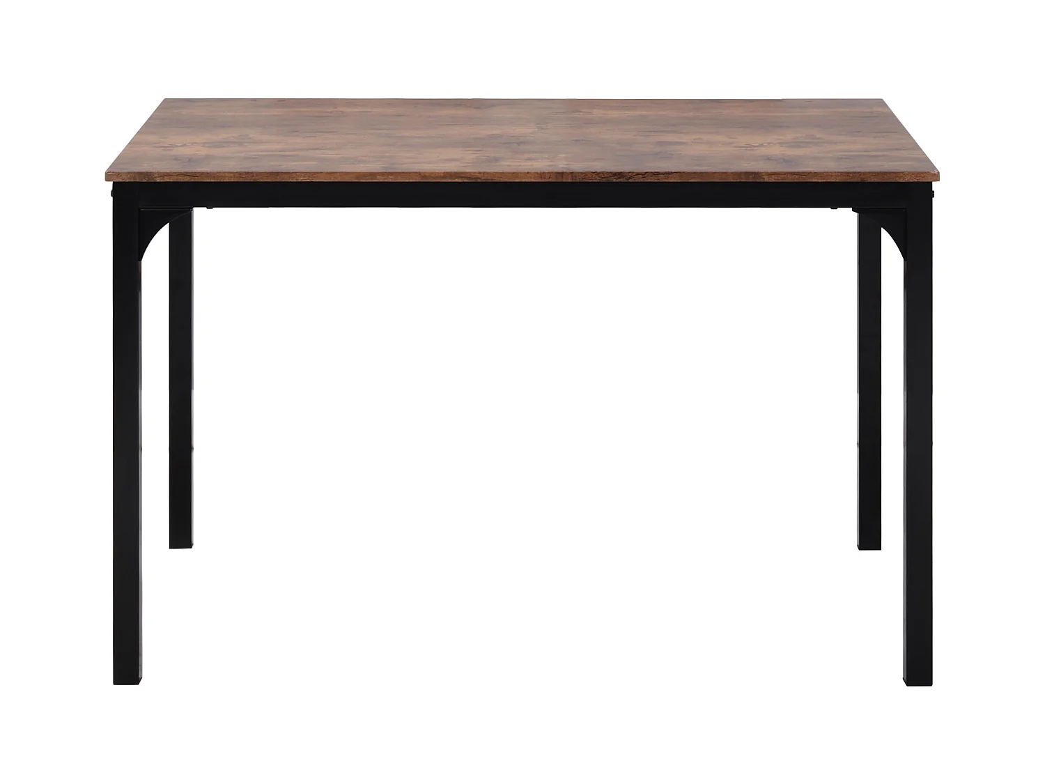 Ensemble table Rectangle et 4 chaises de salle à manger, cadre en métal, marron