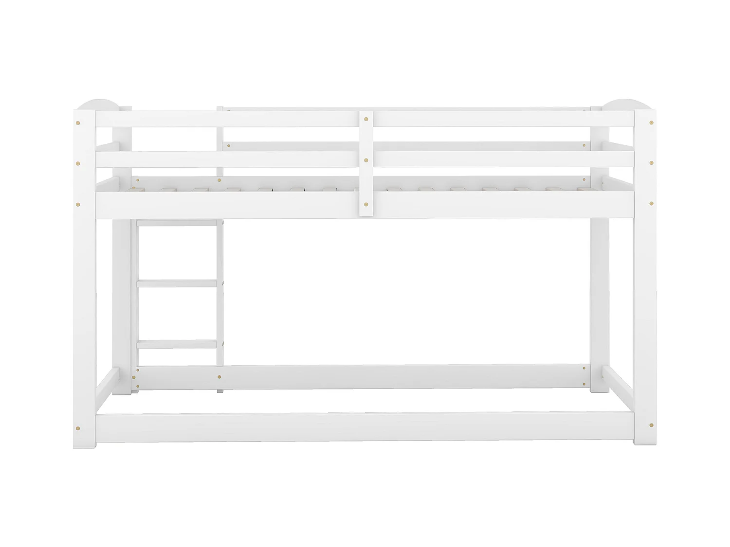 Lit superposé enfant 90x200cm blanc, cadre en bois avec escalier et garde-corps, 1 sommier inclus, sans matelas