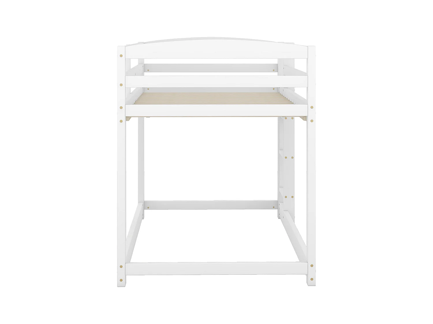 Lit superposé enfant 90x200cm blanc, cadre en bois avec escalier et garde-corps, 1 sommier inclus, sans matelas