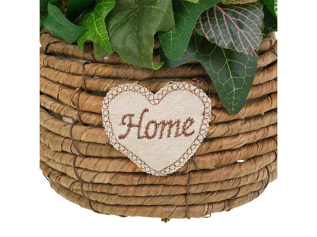 Cesta de corda com buquê de flores 31x25x36