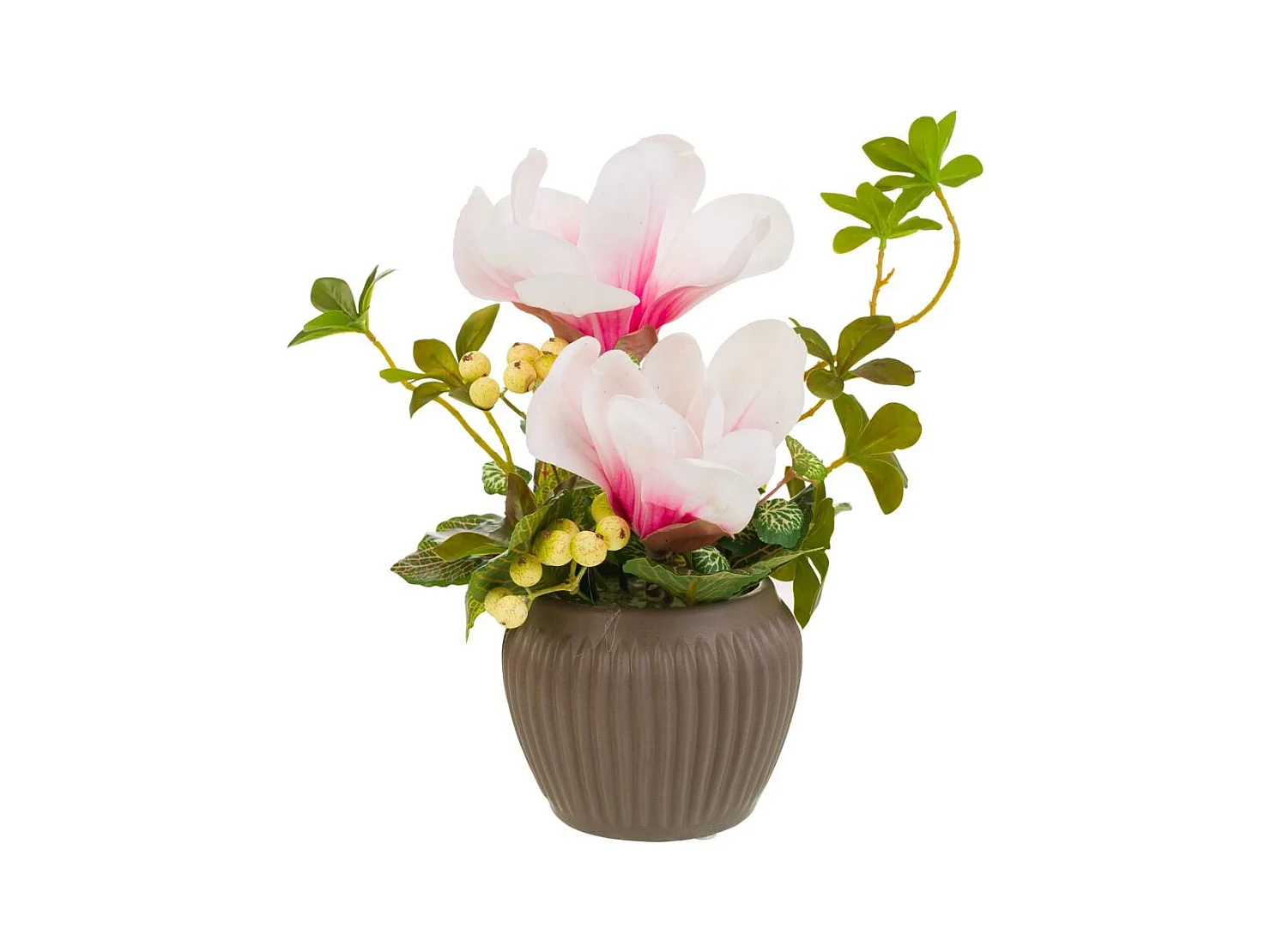 Vaso de cerâmica com buquê de flores 17x17x29