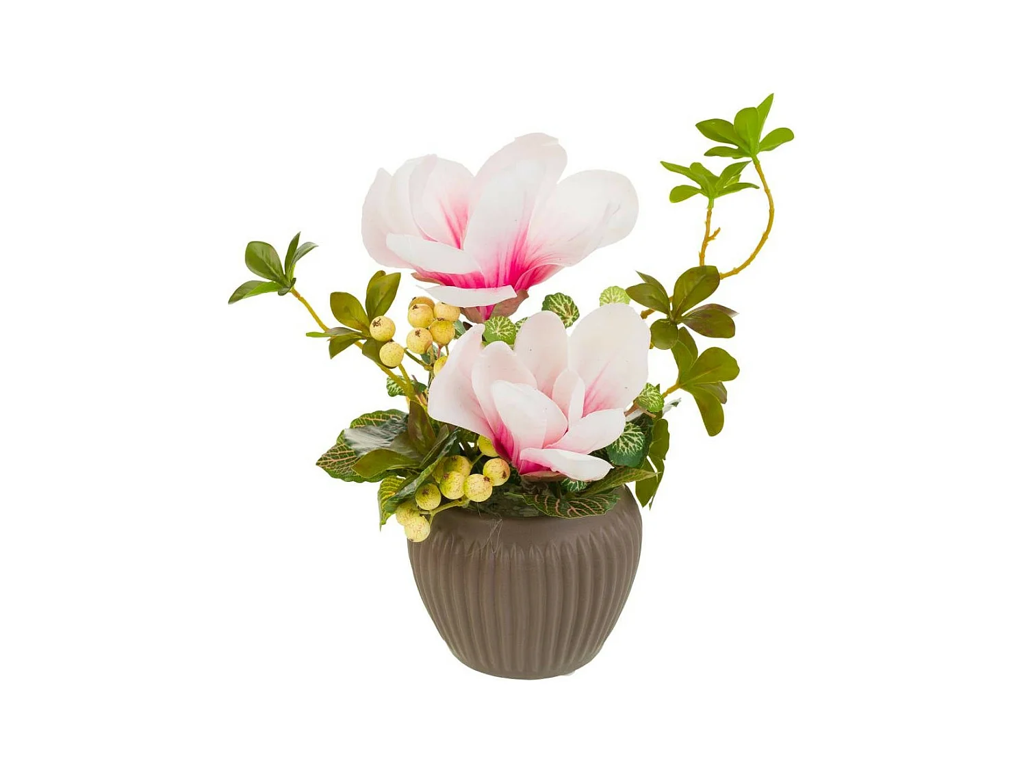 Vaso de cerâmica com buquê de flores 17x17x29