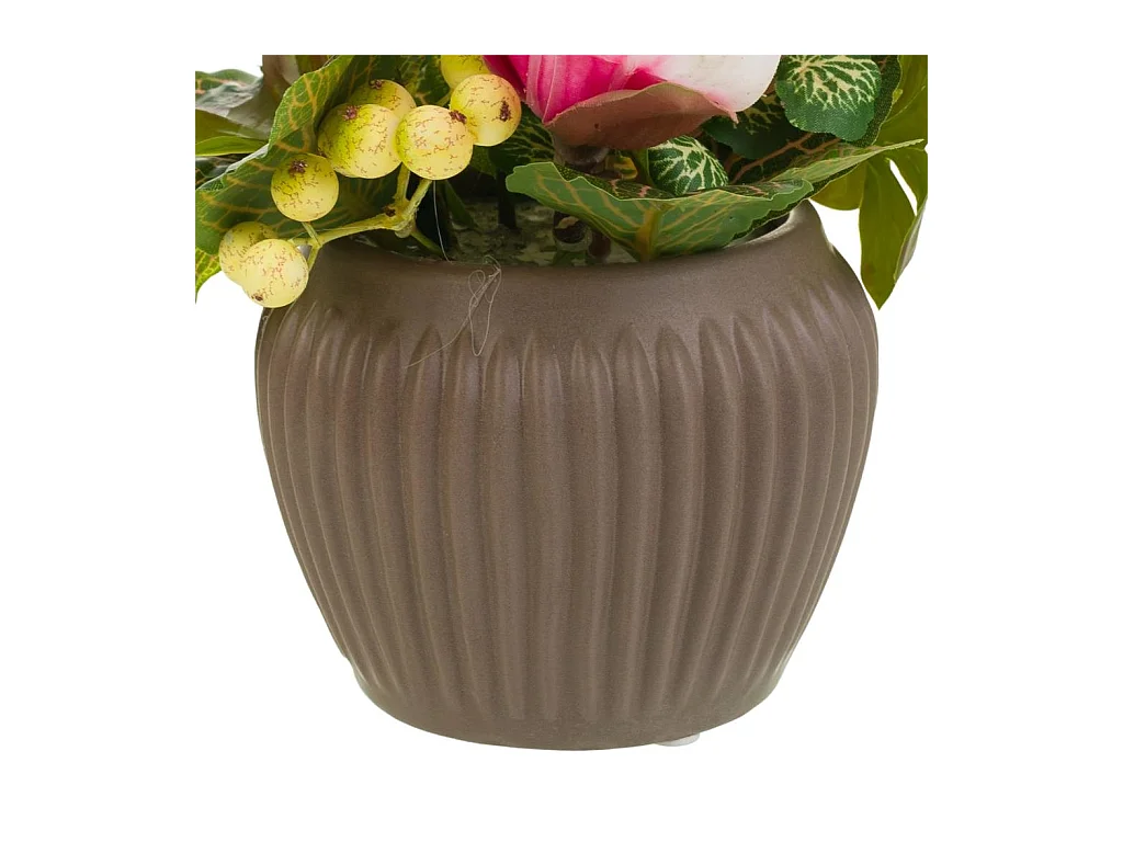 Vaso de cerâmica com buquê de flores 17x17x29