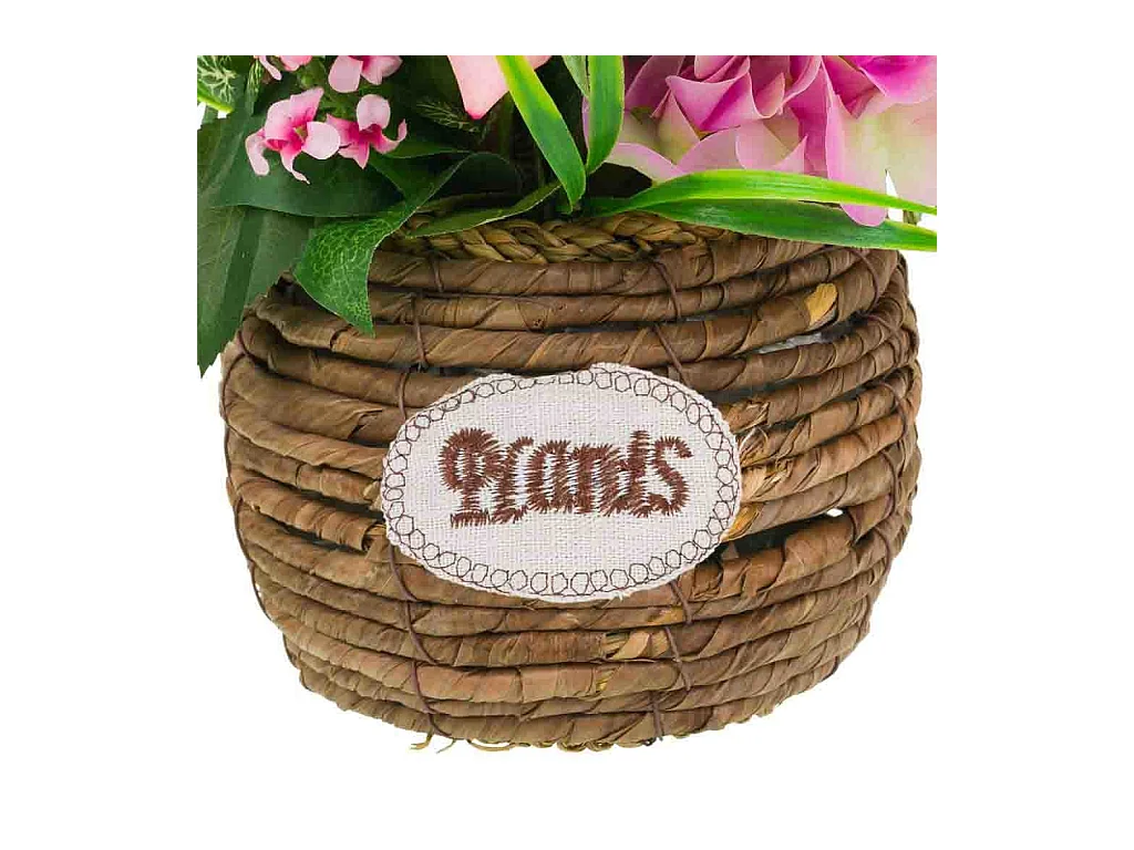 Cesta de cuerda con ramo de flores 26x26x50