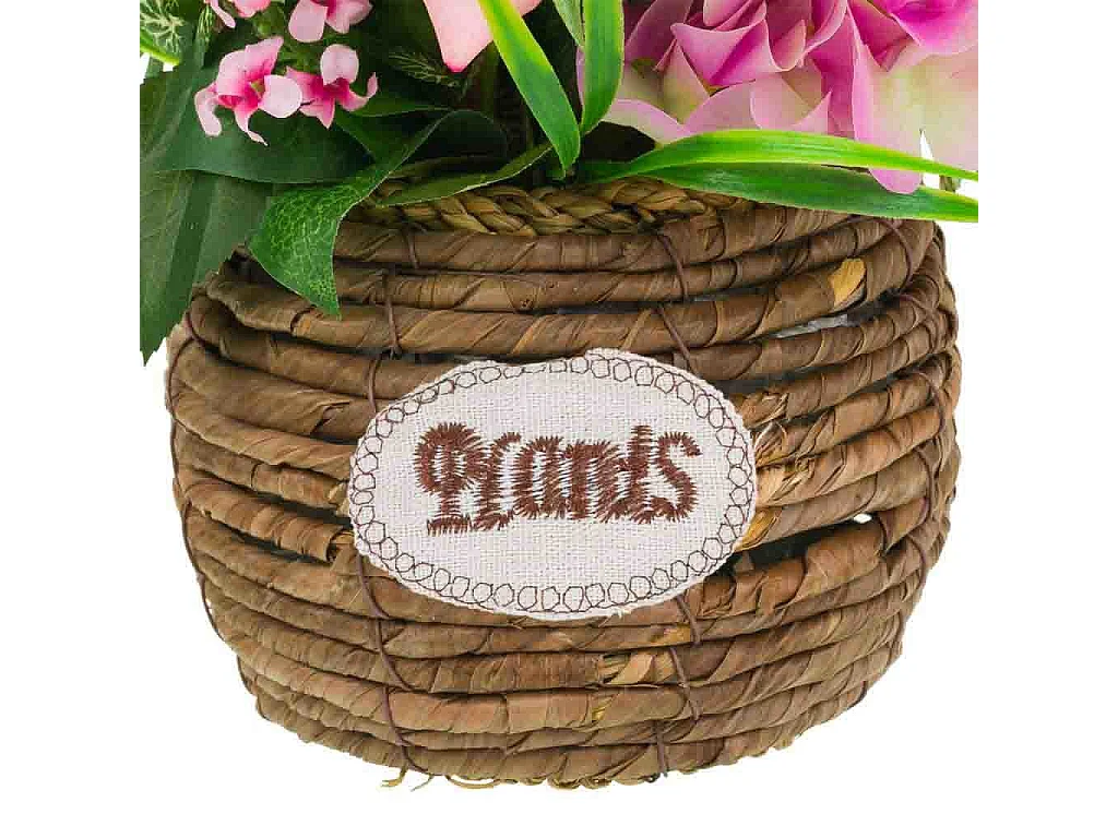 Cesta de corda com buquê de flores 26x26x50