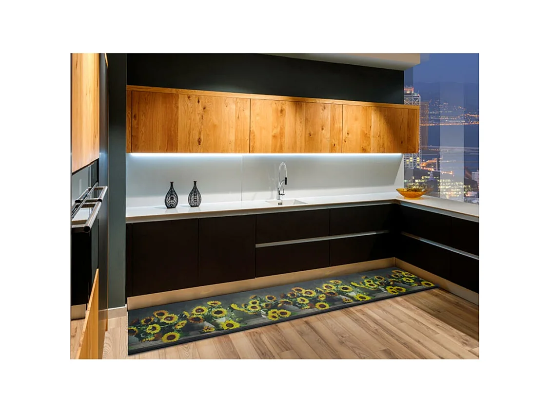 Vinyl-Küchenteppich - Zeichnungen mit Blumen - gelb - 52x100 cm - RICCI