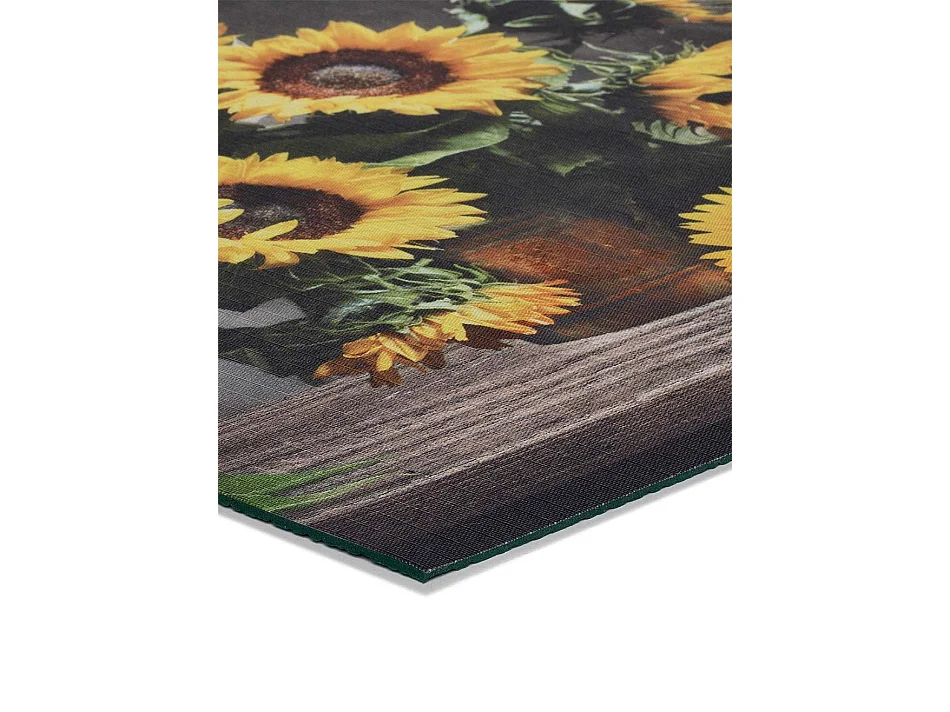 Tapis de cuisine - dessins avec des fleurs - jaune - 52 x 100 cm - RICCI