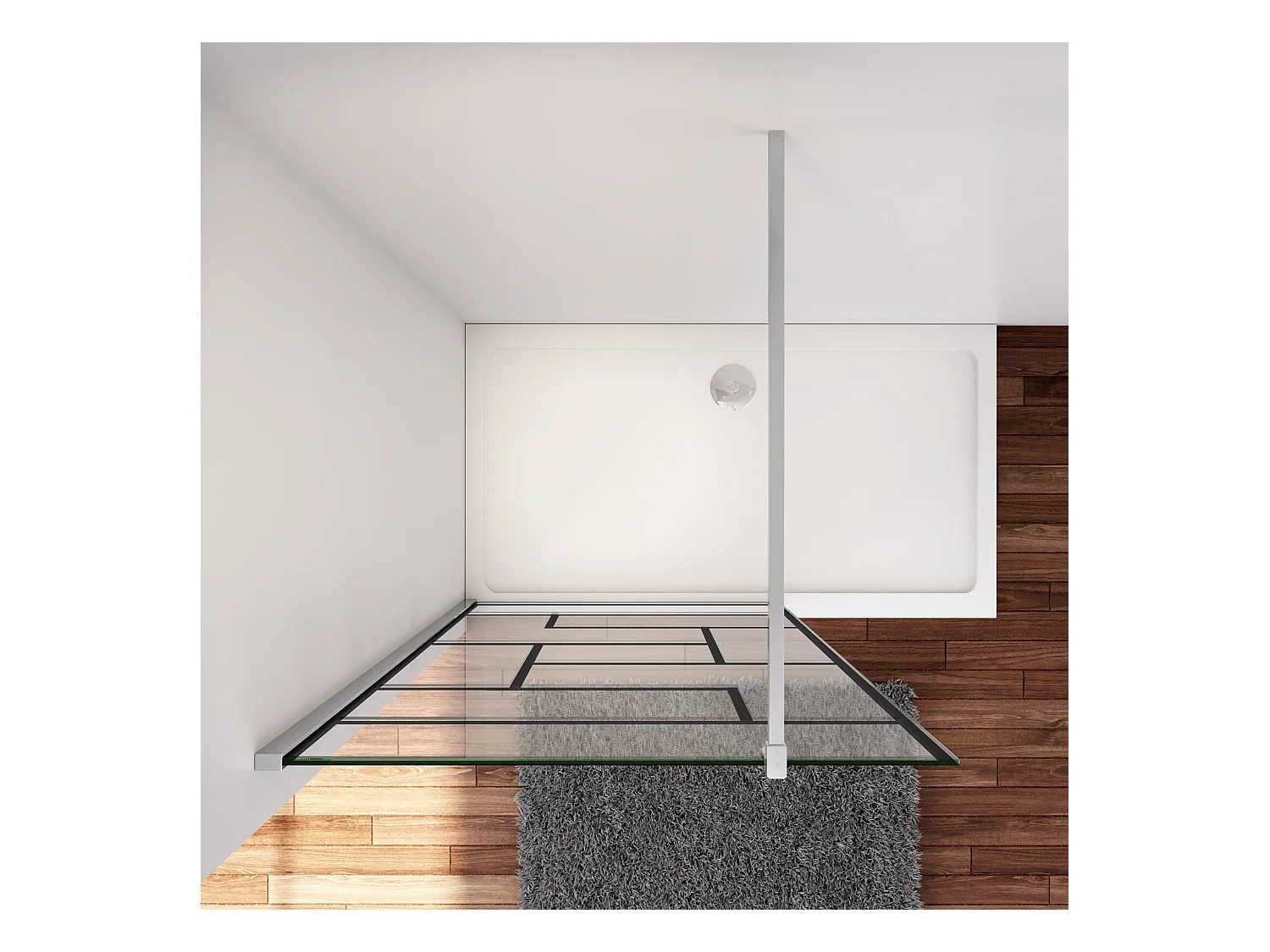 Douchewand-Inloopdouche 140x200cm 8mm NANO Easyclean zwart raster gezeefdrukt gehardglas glanzend chroom 90cm stabilisatiestang(kan worden gesneden).