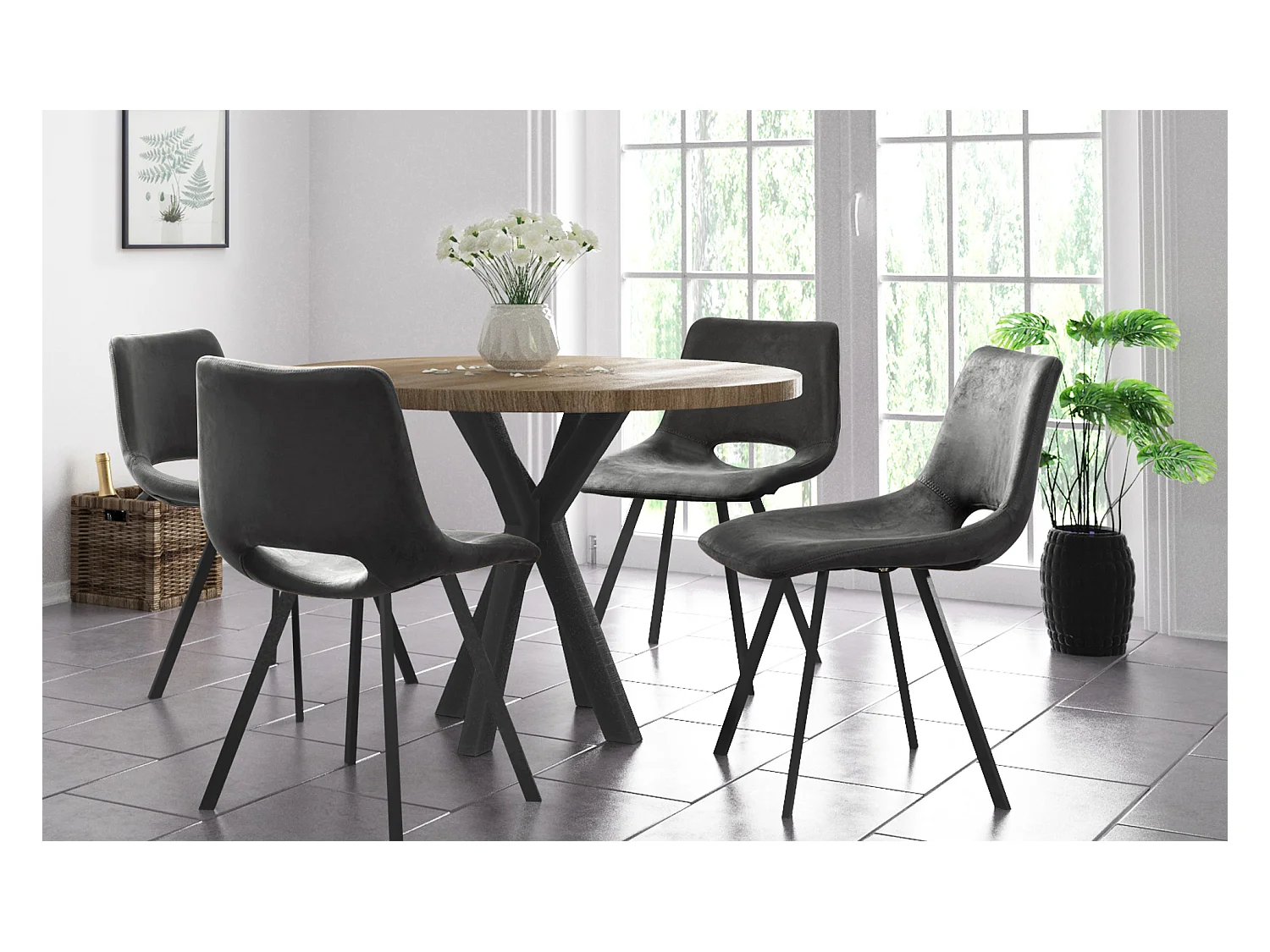 Leon|Chaise 2 Pack Anthracite