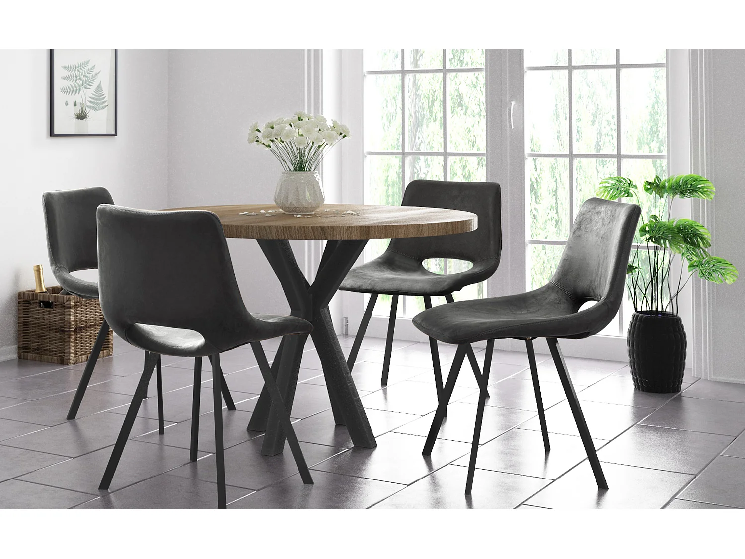 Leon|Chaise 2 Pack Anthracite