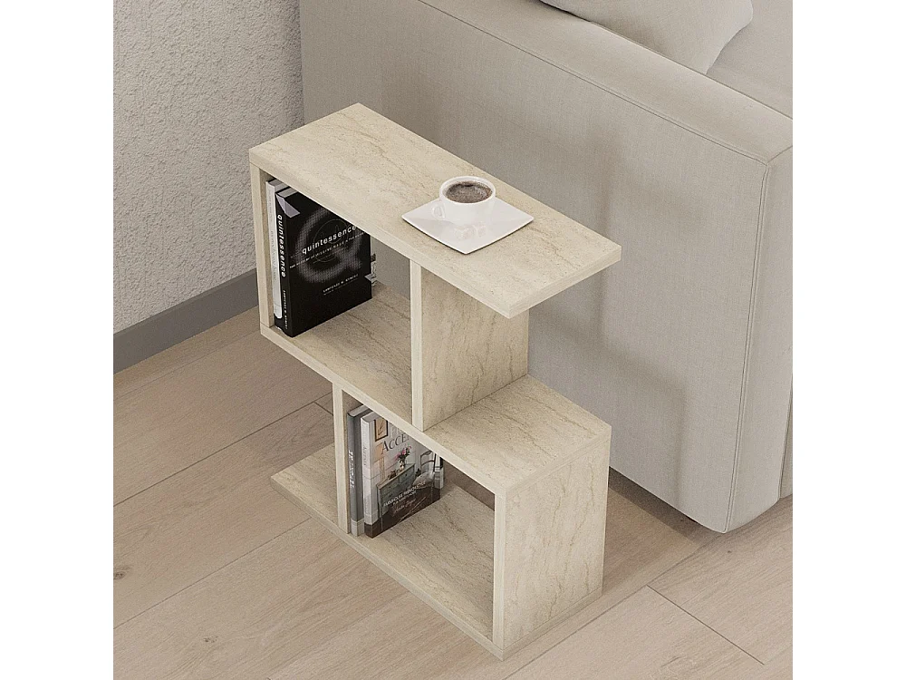 Zed - Table d'appoint effet travertin - Beige