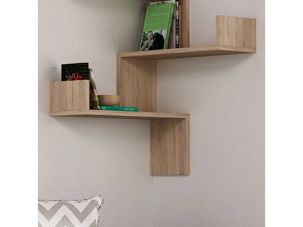 Lucia - Étagère d'angle murale en bois L60cm - Bois clair