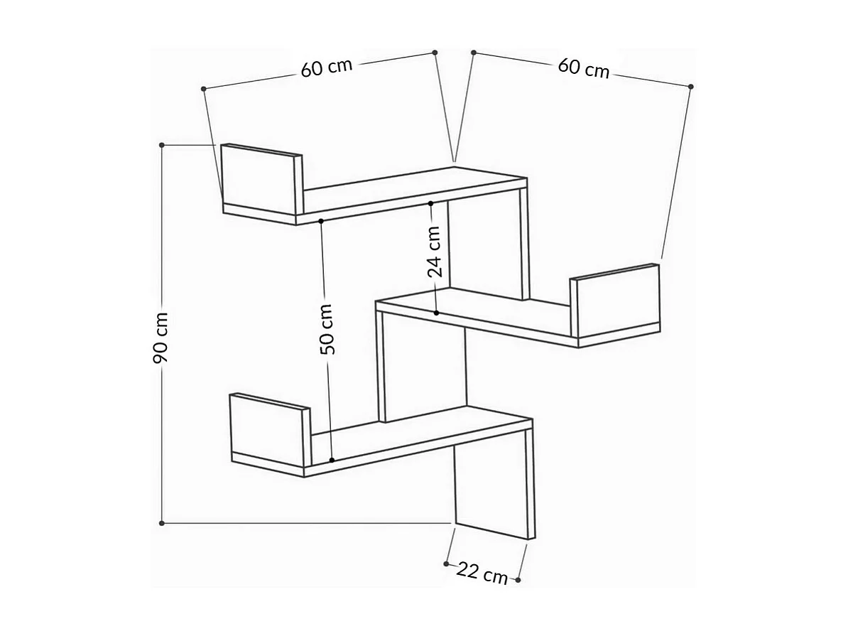 Lucia - Étagère d'angle murale en bois L60cm - Bois clair