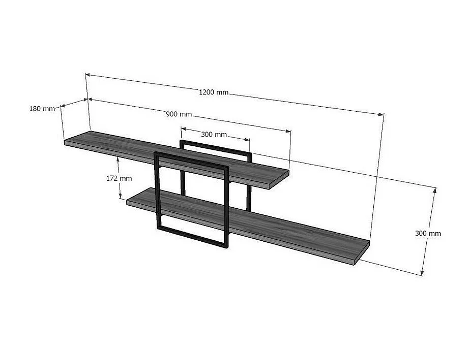 Moa - Étagère murale en bois et métal L120cm - Bois clair