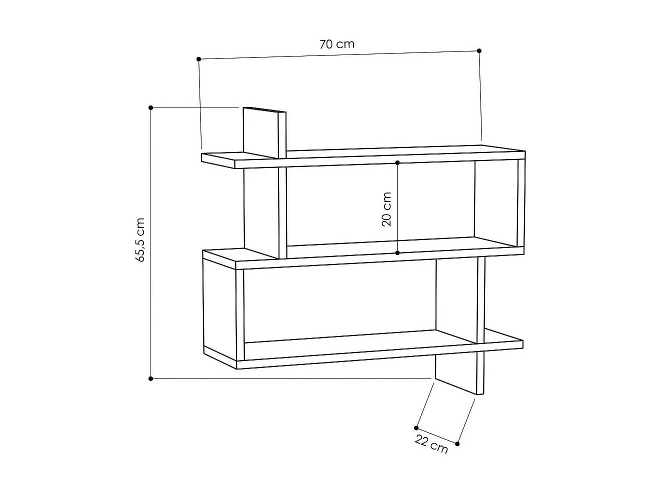 Plex - Étagère murale en bois L70cm - Bois clair