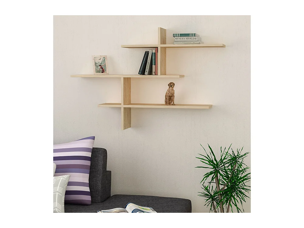 Lio - Étagère murale en bois L123cm - Bois clair