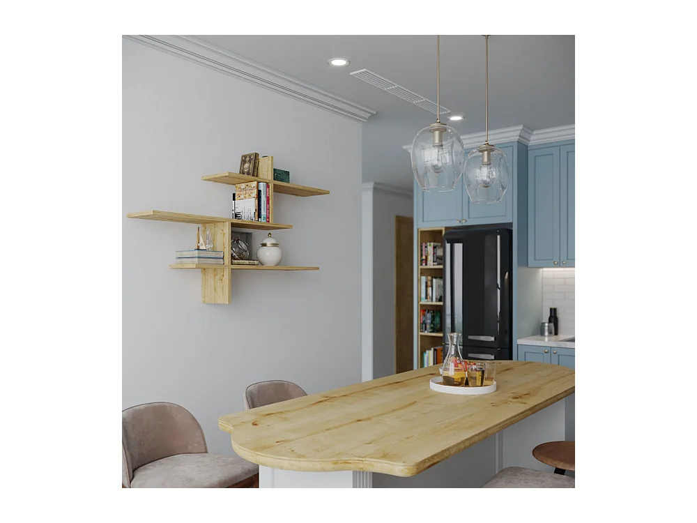 Lio - Étagère murale en bois L123cm - Bois clair