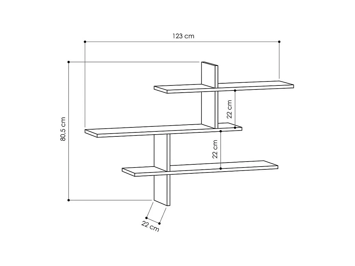 Lio - Étagère murale en bois L123cm - Bois clair