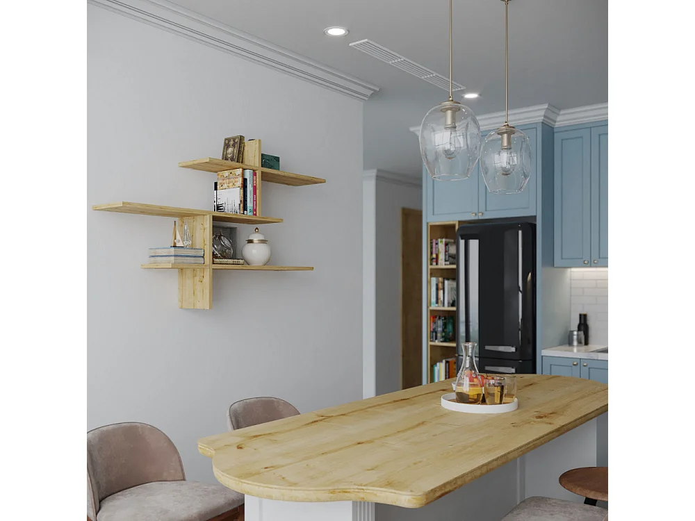 Lio - Étagère murale en bois L123cm - Bois clair