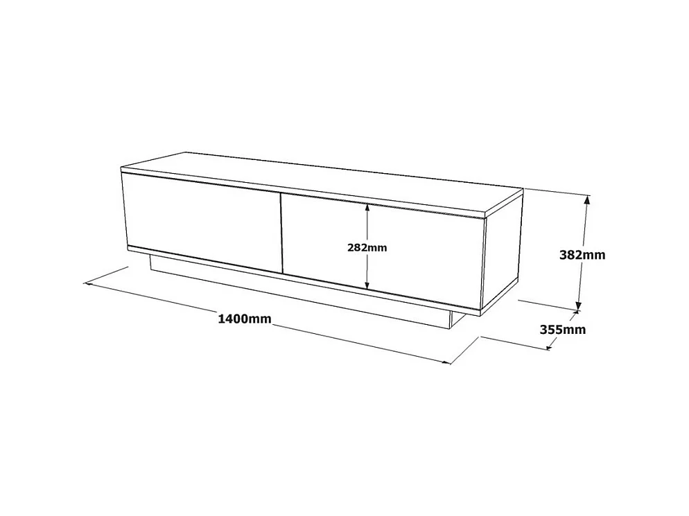 Joe - Meuble TV 2 portes en bois L140cm - Noir