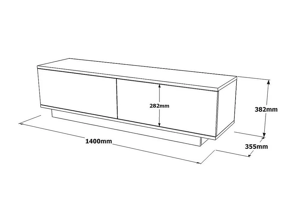 Joe - Meuble TV 2 portes en bois L140cm - Noir