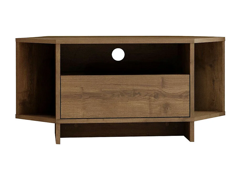 Cano - Meuble TV d'angle 1 porte en bois L95,7cm - Bois foncé