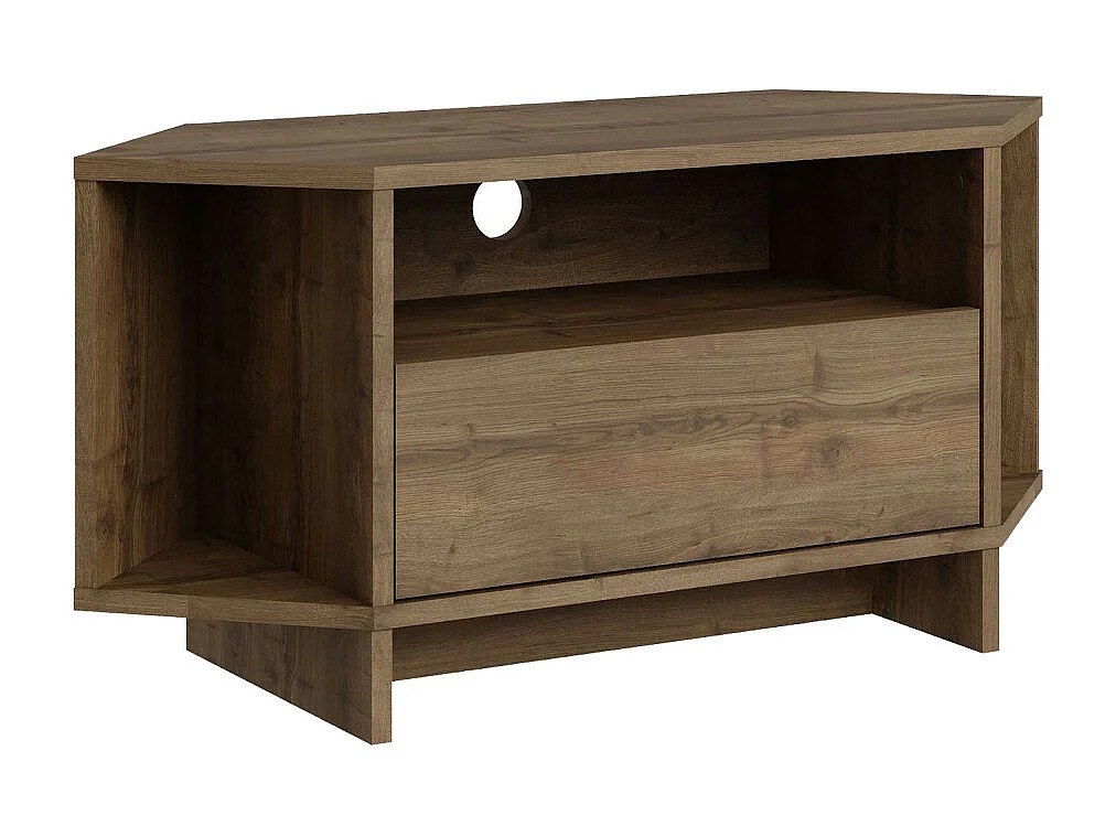 Cano - Meuble TV d'angle 1 porte en bois L95,7cm - Bois foncé