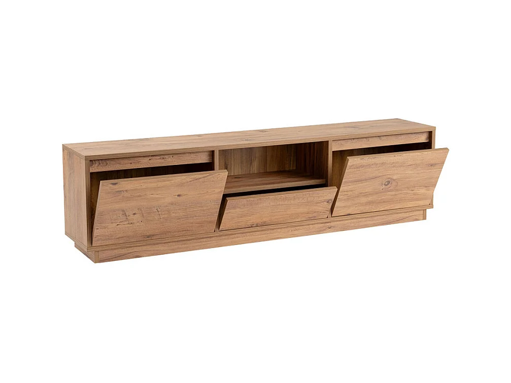 Vlad - Meuble TV 3 portes en bois L160cm - Bois clair