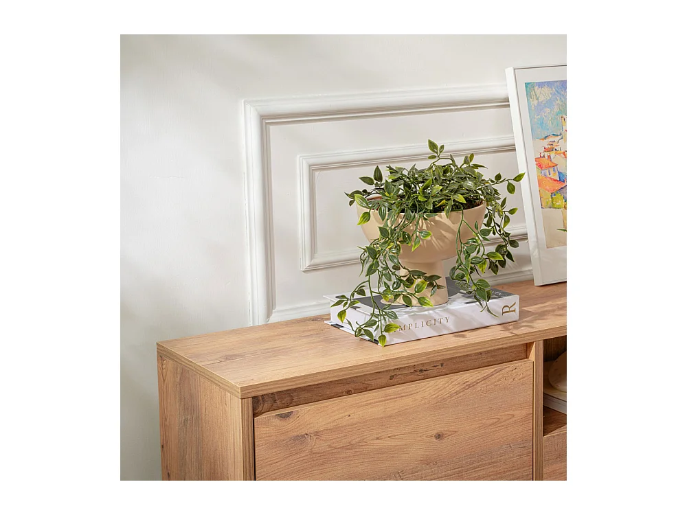 Vlad - Meuble TV 3 portes en bois L160cm - Bois clair