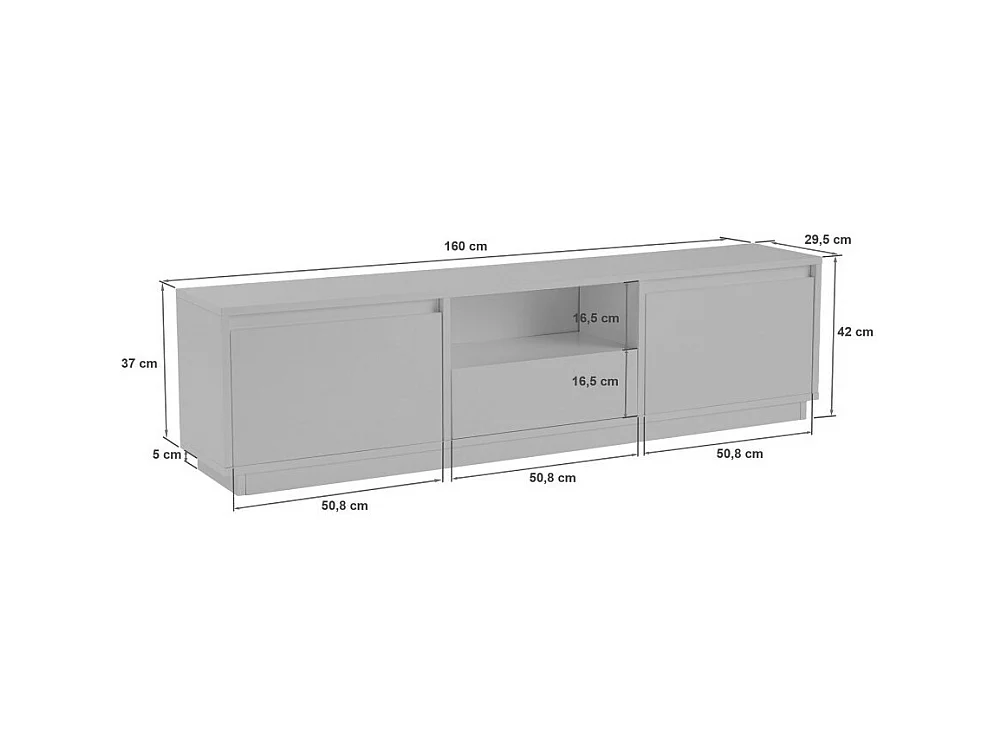 Vlad - Meuble TV 3 portes en bois L160cm - Bois clair