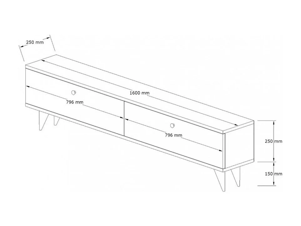 Yara - Meuble TV 2 portes en bois L160cm - Bois foncé