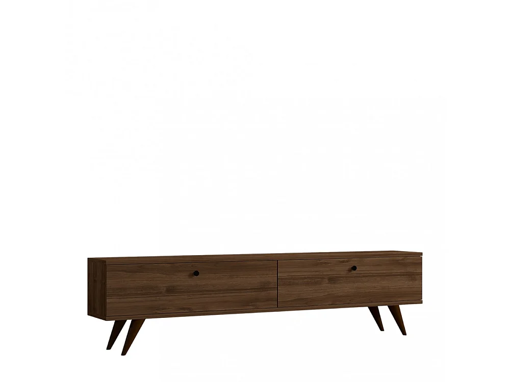 Yara - Meuble TV 2 portes en bois L160cm - Bois foncé