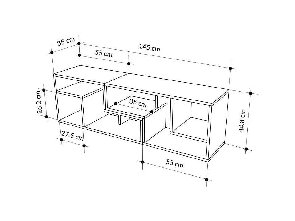 Flex - Meuble TV modulable en bois L145cm - Terracotta