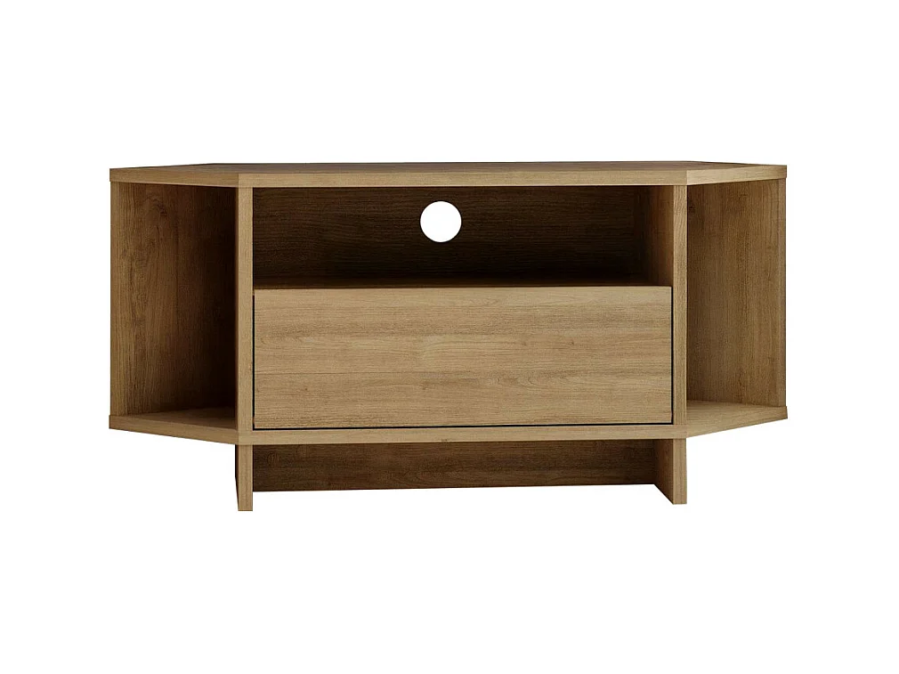 Cano - Meuble TV d'angle 1 porte en bois L95,7cm - Bois clair