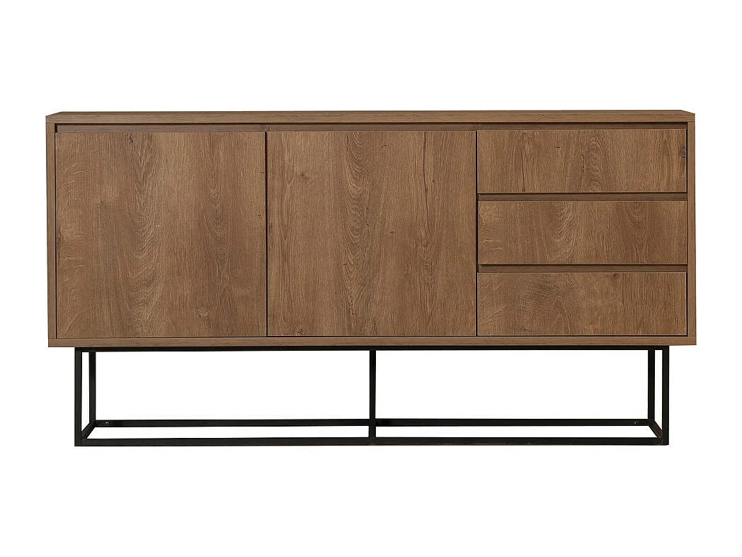 Roa - Buffet 2 portes en bois et métal L140cm - Bois foncé