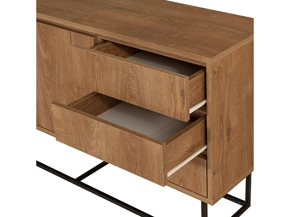 Roa - Buffet 2 portes en bois et métal L140cm - Bois foncé