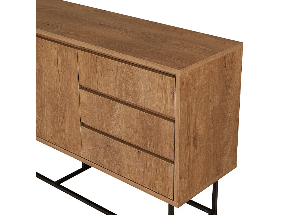 Roa - Buffet 2 portes en bois et métal L140cm - Bois foncé