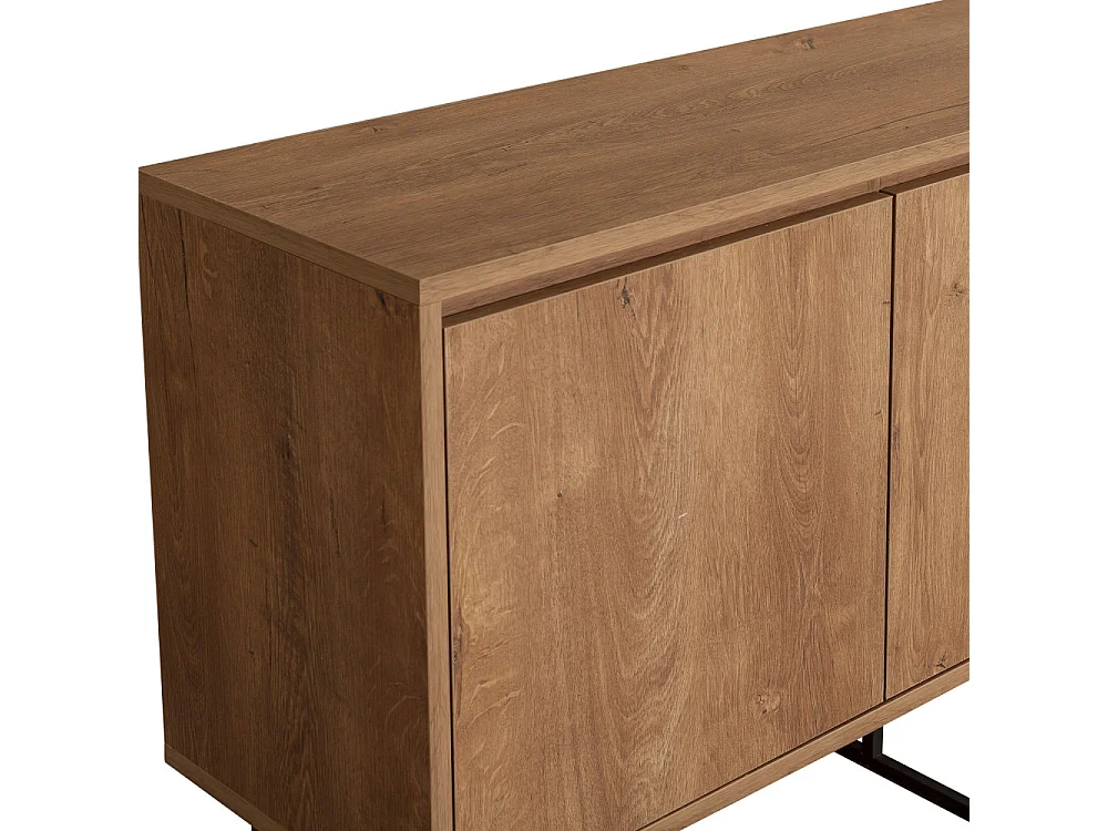 Roa - Buffet 2 portes en bois et métal L140cm - Bois foncé